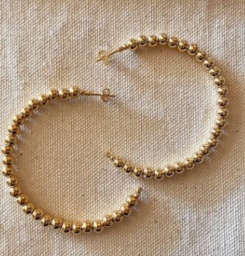 18k Gold Filled Beaded C Hoop