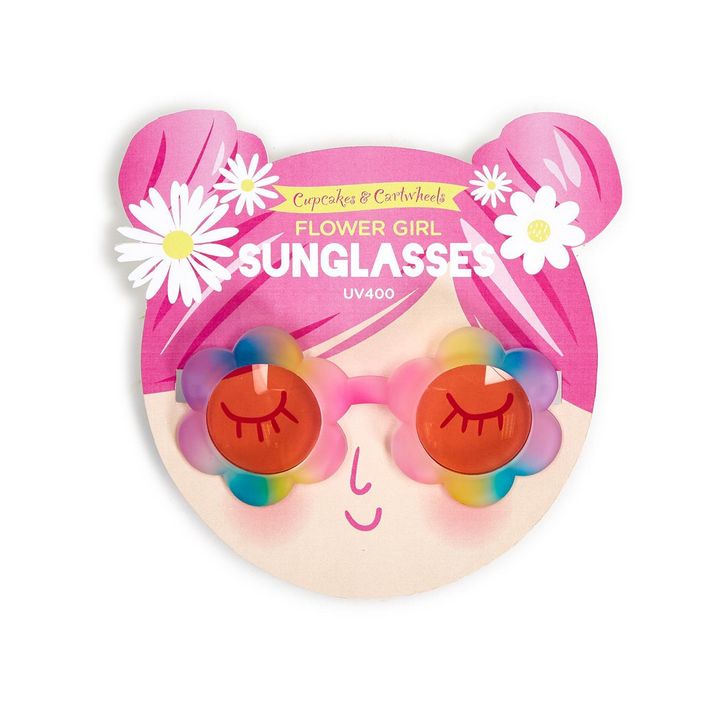 Flower Girl Rainbow Daisy Sunglasses with Pink Lenses