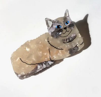 Hand-Painted Ragdoll Cat Claw Hair Clip | Eco-Friendly