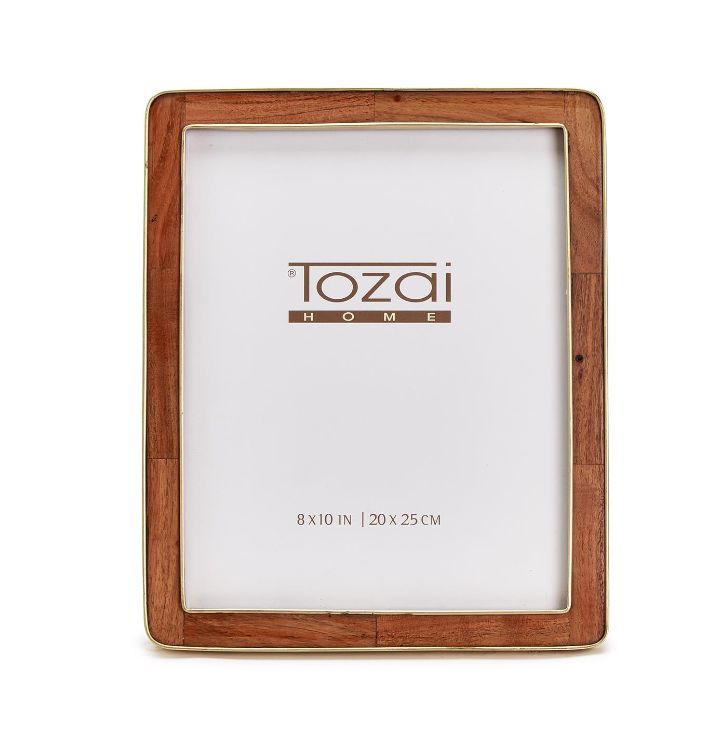 Wood 8x10 Rounded Edge with Brass Photo Frame
