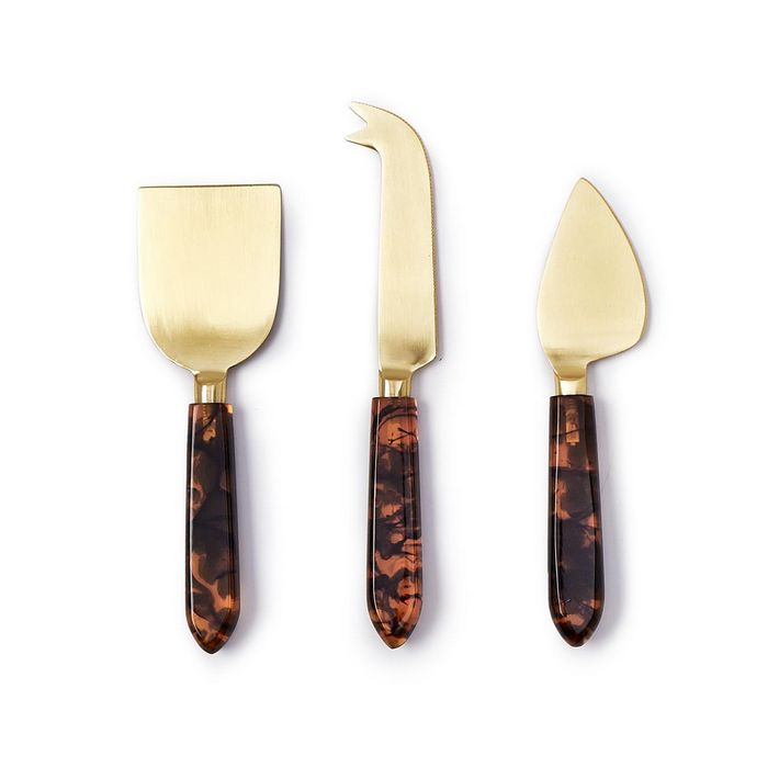 S/3 Tortoise Swirl Cheese Knives