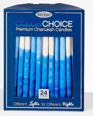 Color Choice 24-Pack Premium Chanukah Candles - Two Tone Blue &amp; White