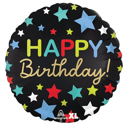 18&quot; Birthday Black Satin Stars
