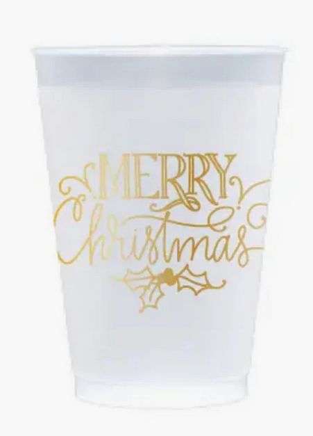 Merry Christmas Ornament Script Party Cups