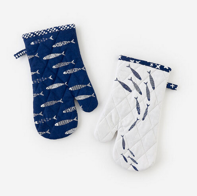 School of Fish Oven Mitt - White