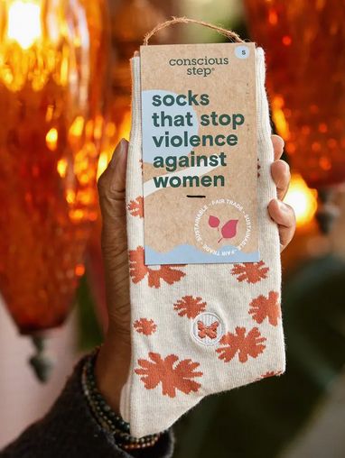 Socks that Stop Violence Against Women (Orange Flowers)