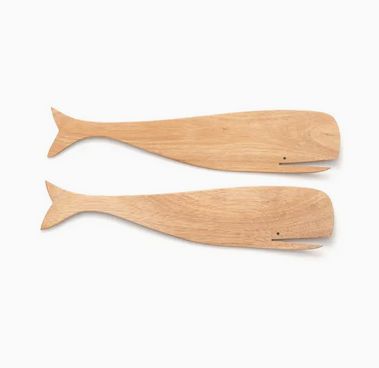 Ironwood Gourmet Acacia Wood Whale Salad Serving Utensils