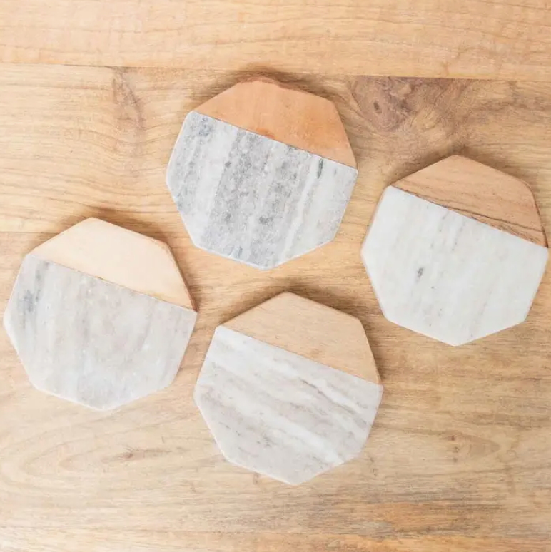 Leopold Marble Coasters Sand/Natural (S/4)