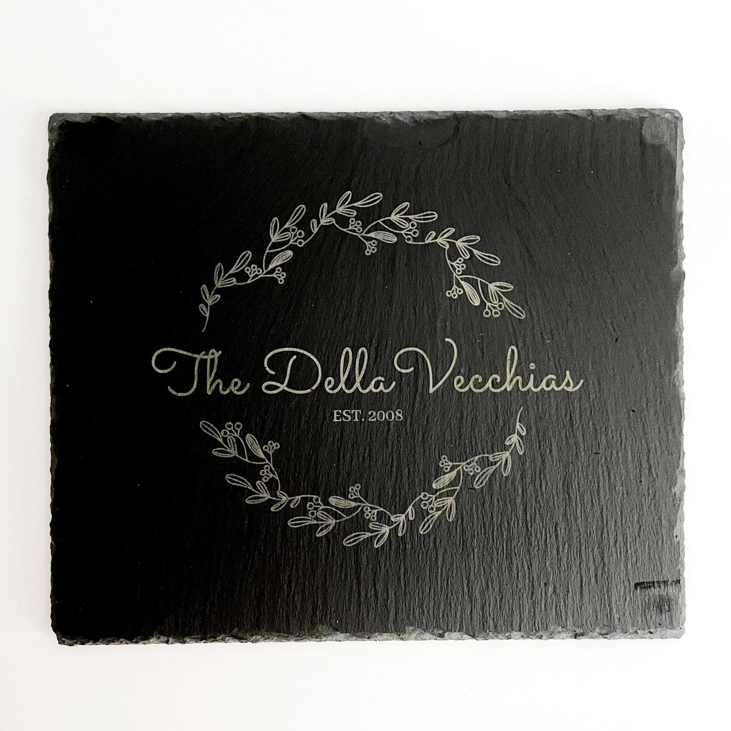 Personalized Slate Cheese Board, Style: Wreath/ Name/ Year
