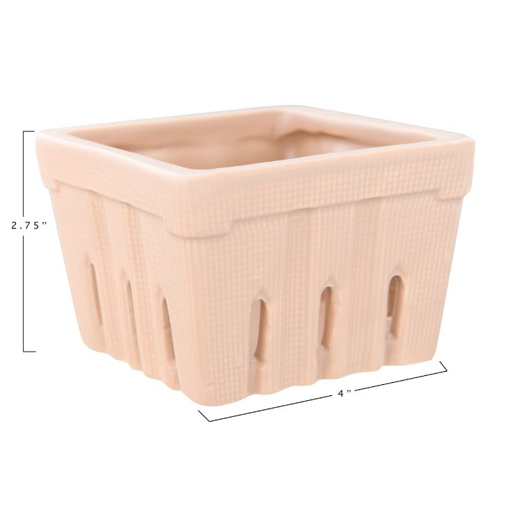 Textured Stoneware Berry Basket, Color: Pink