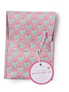 Floral Block Print 5 Pc Manicure Kit, Color: Pink