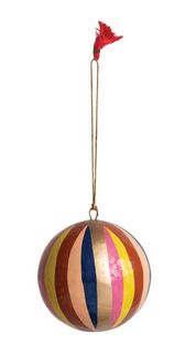 3&quot; Round Hand-Painted Paper Mache Ball Ornament , Color: Navy