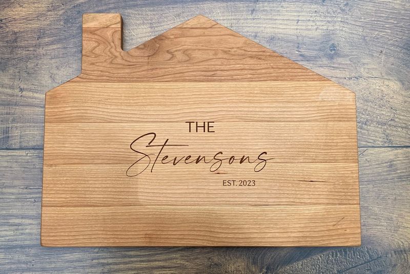 Personalized Cherry House Shaped Board - Short