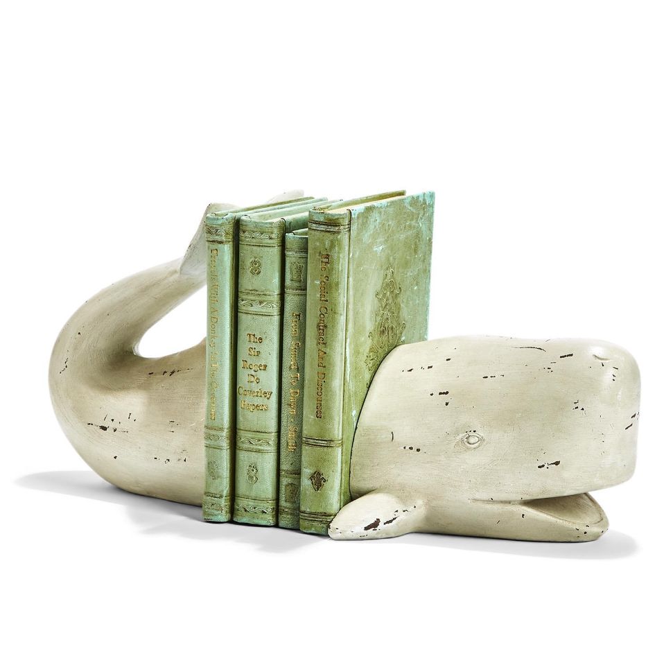 Whale Tale Bookends, Color: White