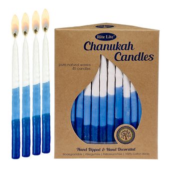 Premium Pure Veg Wax Chanukah Candles Tricolor Blue &amp; White