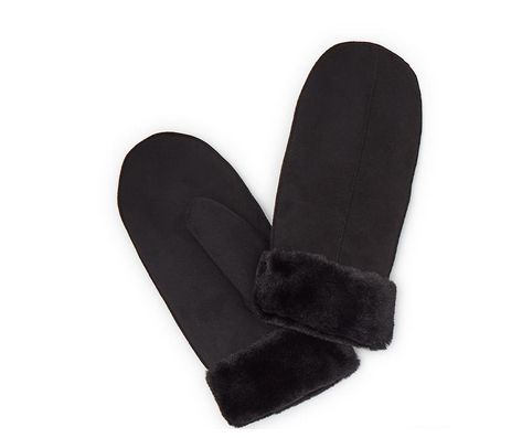 Vegan Suede Mitten, Color: Black