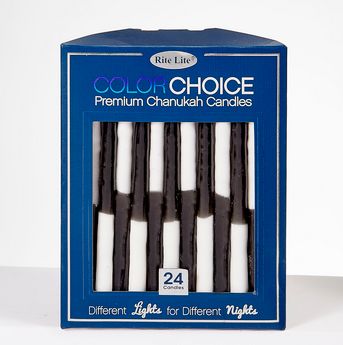 Color Choice 24-Pack Premium Chanukah Candles - Two Tone Black &amp; White