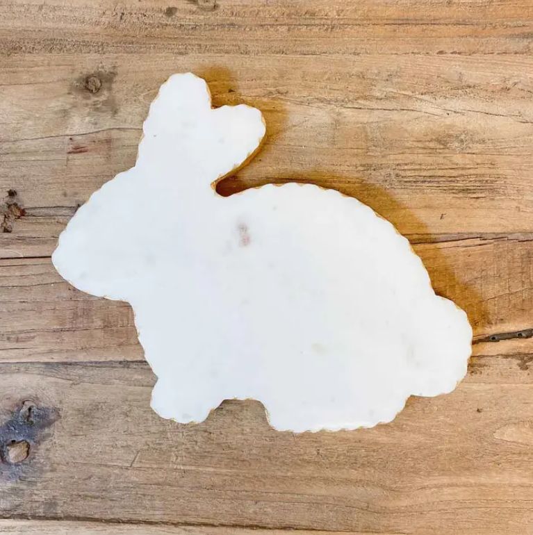 Bunny Shaped Marble Serving Board White/Gold