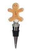 Zinc Alloy Wine Stopper w/ Hand-Painted Glass Holiday Icon - Gingerbread