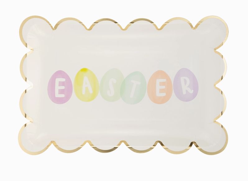 Easter Eggs Scallop Paper Plate