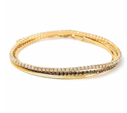 Sparkle &amp; Shine Rhinestone Bracelet Trio - Lt Gray Opal/Gold