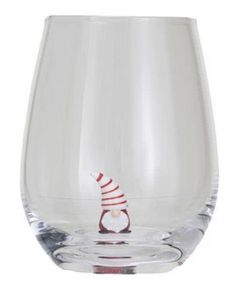 Stemless Wine Glass w/ Holiday Figure Inside - Gnome
