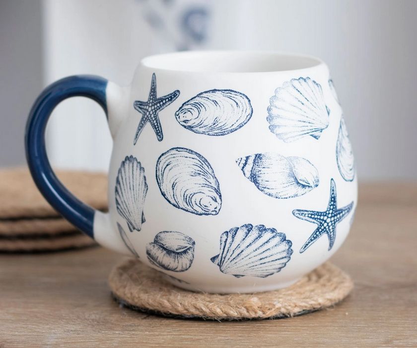 Coastal Charm Ceramic Nautical Seashell Mug