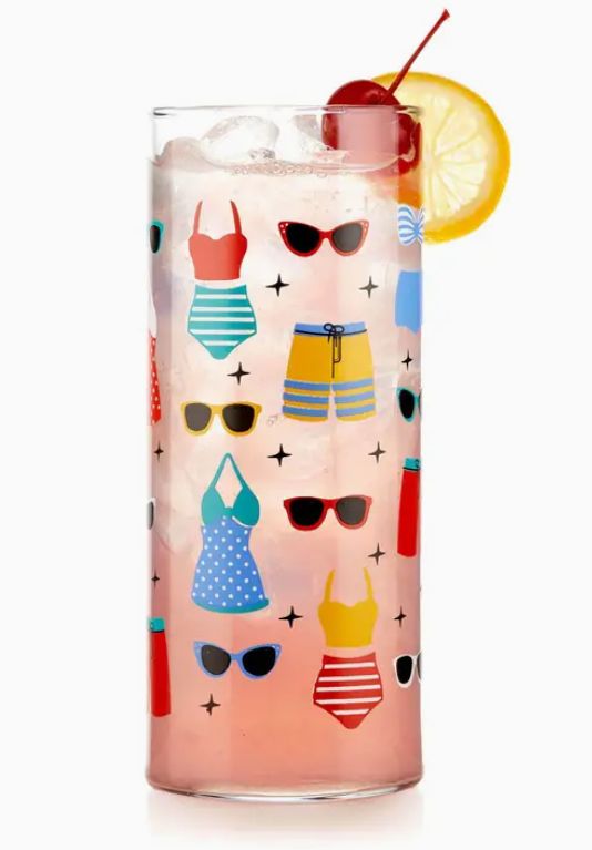 Vintage Swimsuits Cooler Glass, 16oz