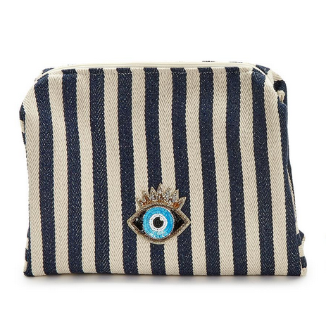 Striped Woven Pouch- Evil Eye/Large