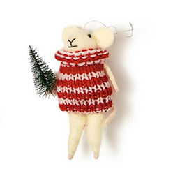 Holiday Mice Felt Ornament w/ Tree