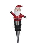 Zinc Alloy Wine Stopper w/ Hand-Painted Glass Holiday Icon - Santa