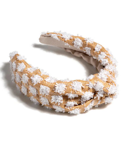 Tufted Straw Knotted Headband- White