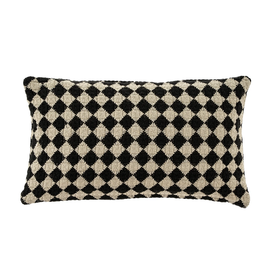 Check Weave Pillow Black