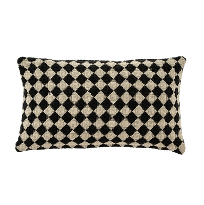 Check Weave Pillow Black