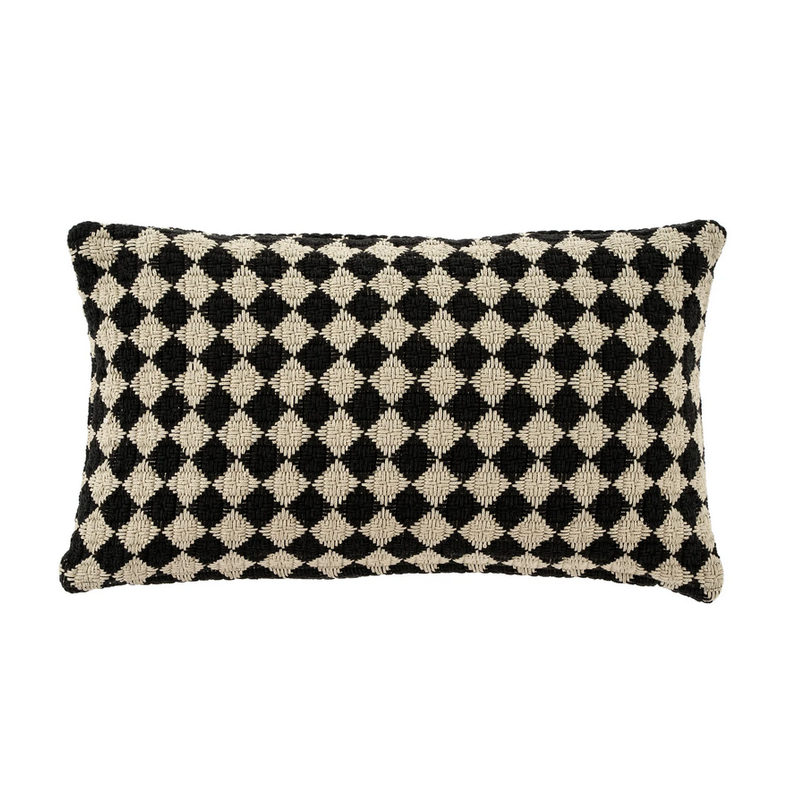 Check Weave Pillow Black