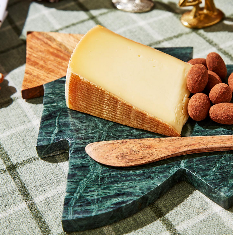 Marble and Wood Tree Shape Serving Board with Spreader - Green