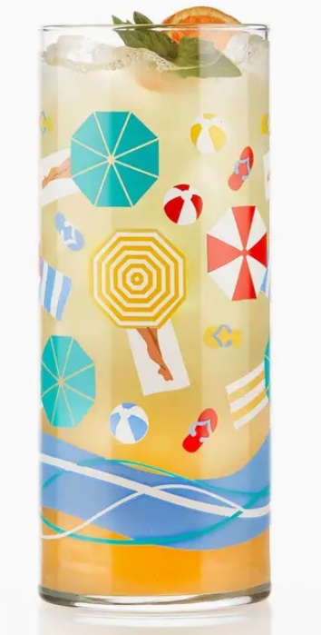 Vintage Beach Scene Cooler Glass, 16oz