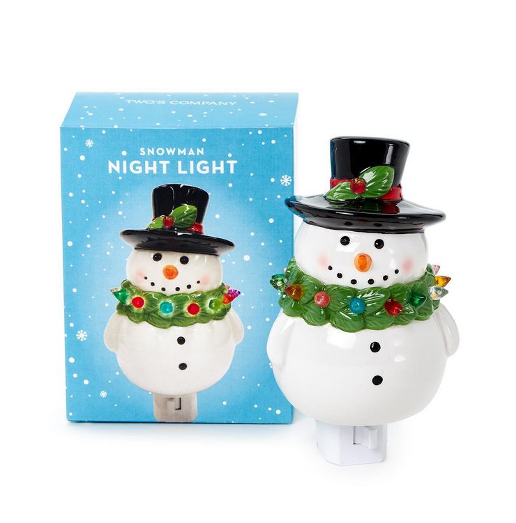 Snowman with Holiday Wreath Nightlight