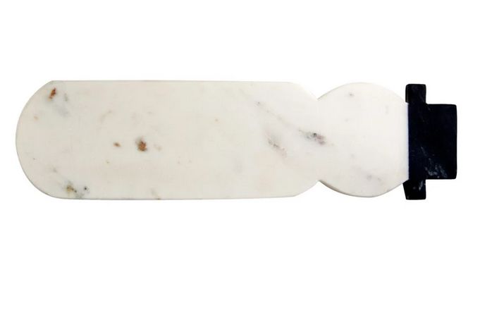 Marble Snowman Shaped Cheese/Cutting Board, White &amp; Black