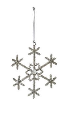 Glass Bead and Jewel Snowflake Ornament - Design A