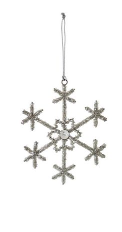 Glass Bead and Jewel Snowflake Ornament - Design A