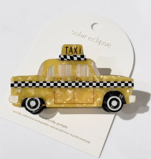 Hand-Painted Yellow Taxi Cab Claw Hair Clip