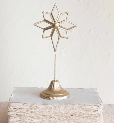 Metal Star on Stand, Gold Finish