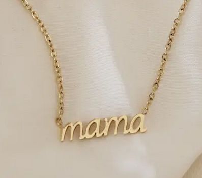 Mama Necklace - Gold, mama (Script)