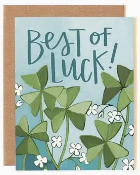 Best Of Luck Clover Greeting Card