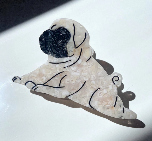 Hand-Painted Pug Dog Breed Claw Hair Clip
