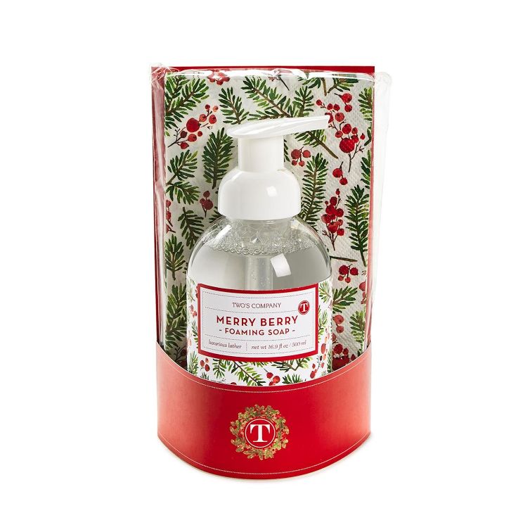 Merry Berry Frasier Fir Scented Foaming Soap w/ Guest Towels Set