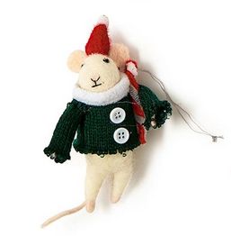 Holiday Mice Felt Ornament w/ Candy Cane