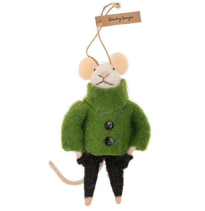 Slouchy Sawyer  Mouse Ornament
