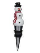 Zinc Alloy Wine Stopper w/ Hand-Painted Glass Holiday Icon - Snowman